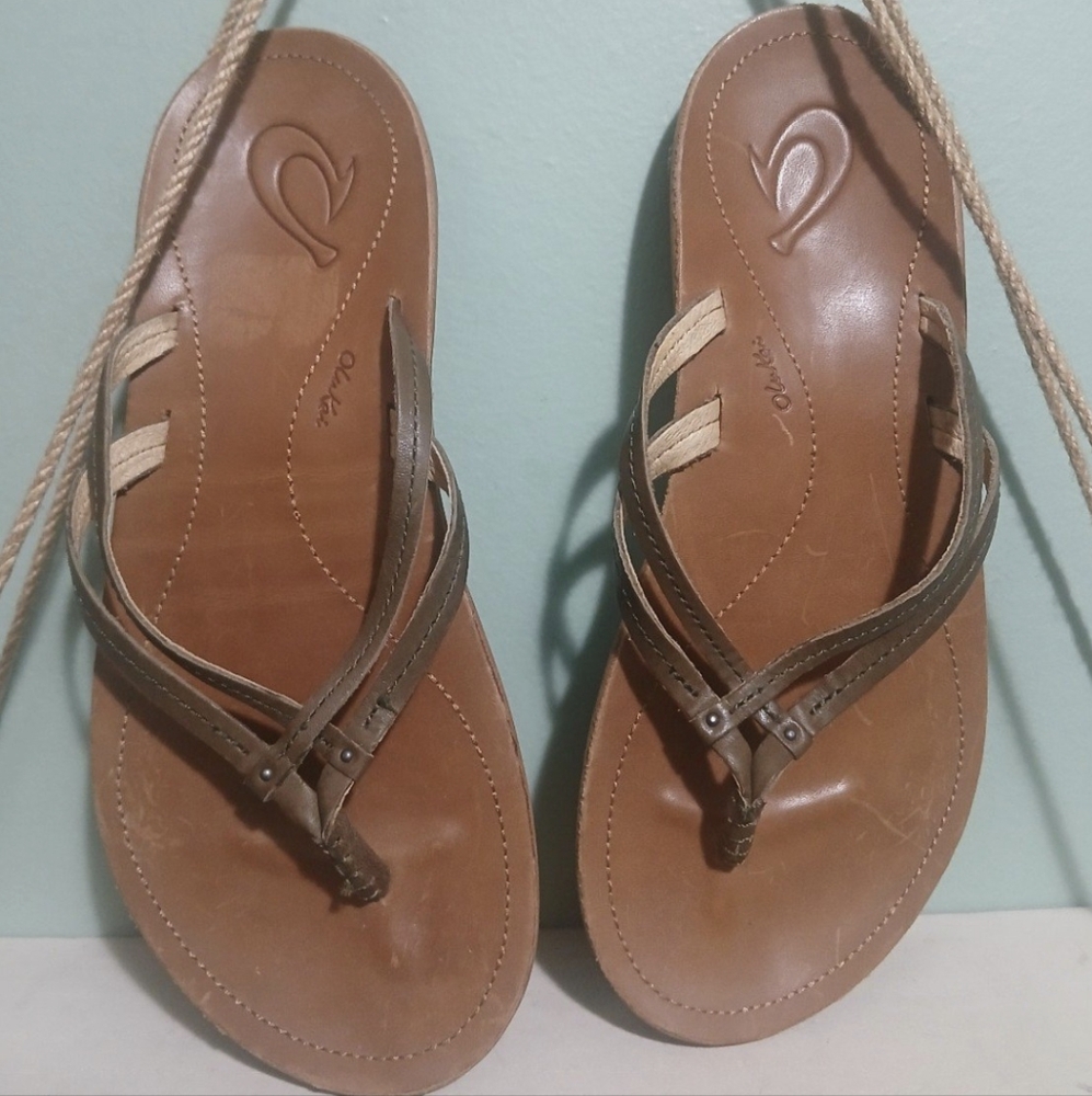 Olukai Women's Brown Bubbly Saraha Sandals Flip Flops Sz 8
